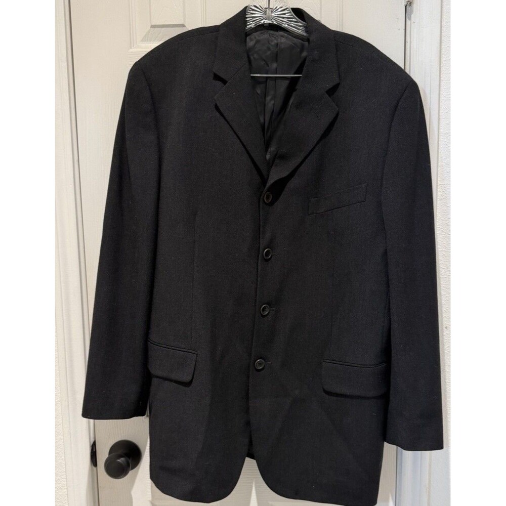 Mondo Di Marco Mens Black Wool Blend Blazer Sport Coat 3 Button Classic 42 Reg